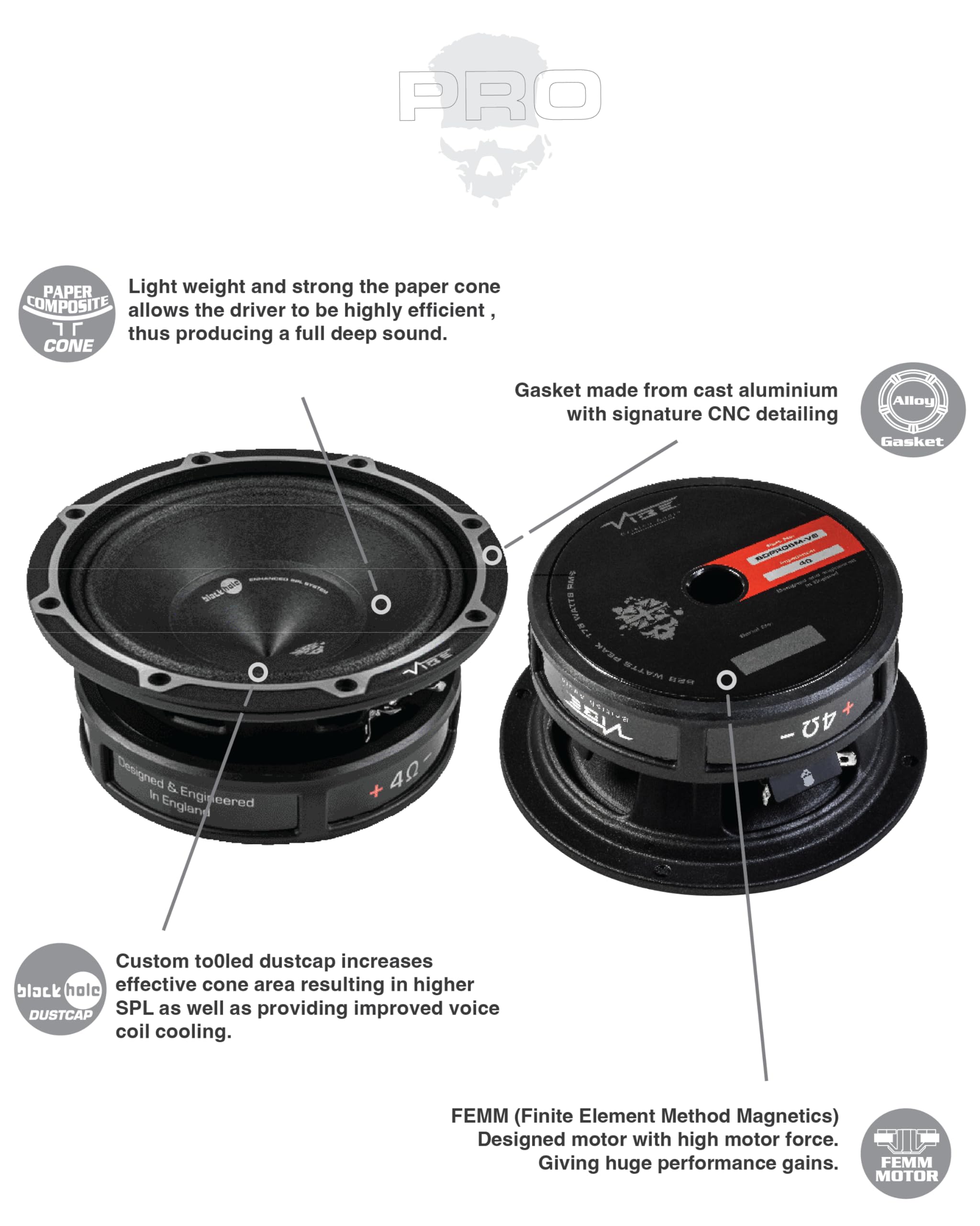 VIBE Car Audio loud speaker BLACKDEATH BDPRO6M-V9 Pro Audio for